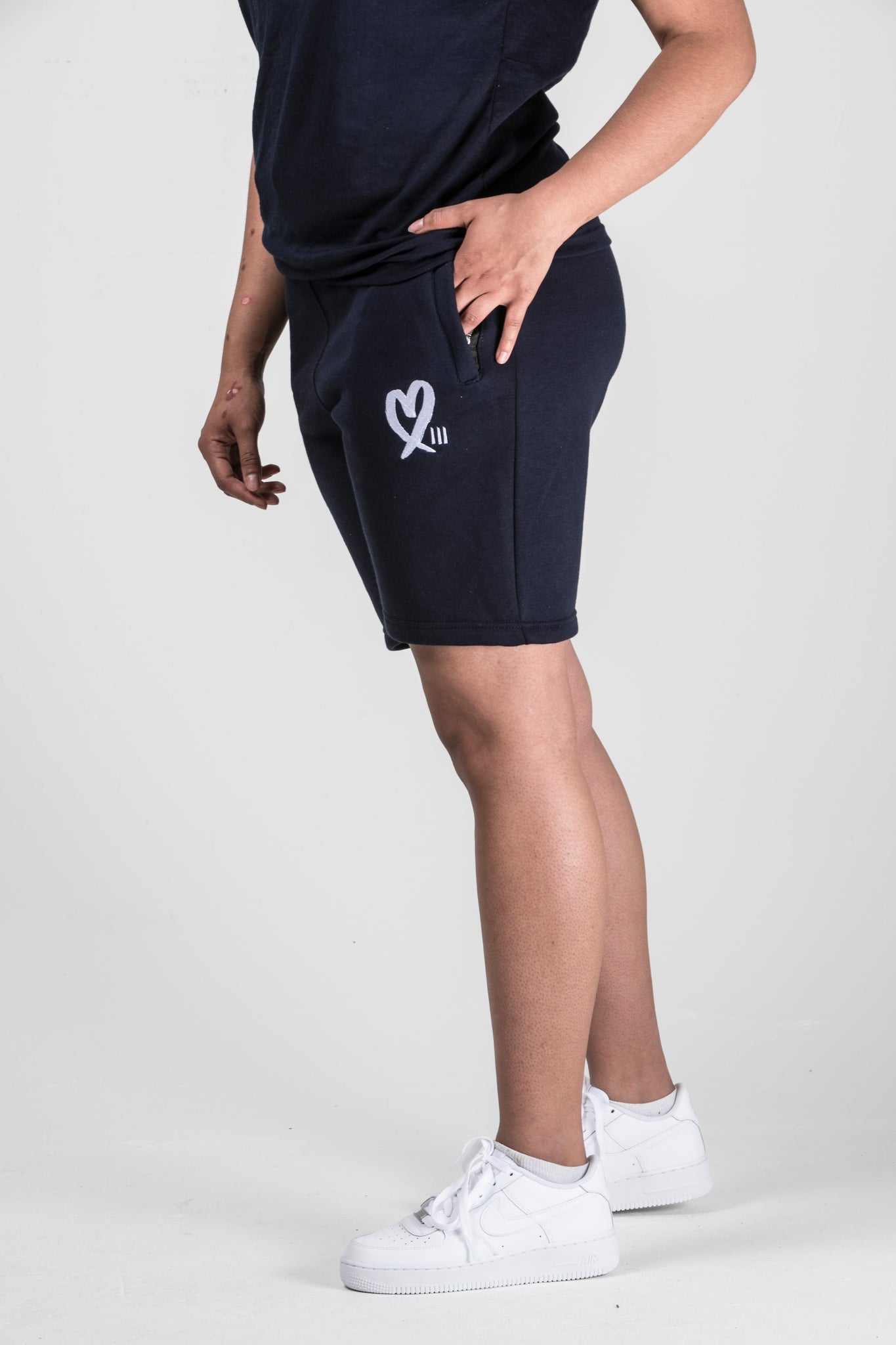 Navy Blue Wild Heart Unisex Short Set