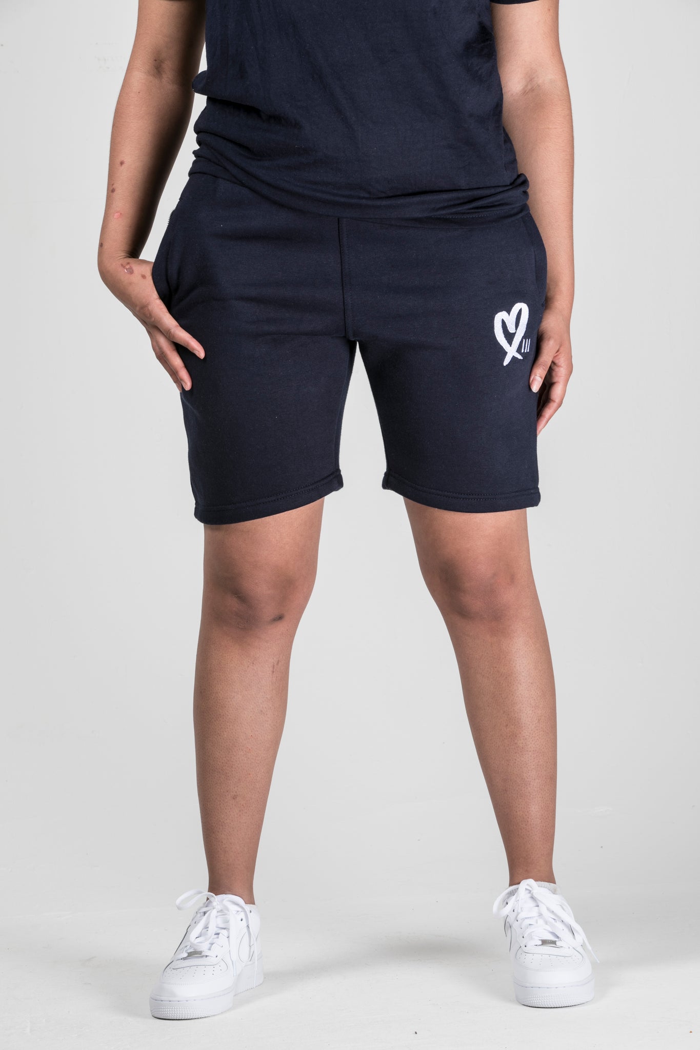 Navy Blue Wild Heart Unisex Short Set