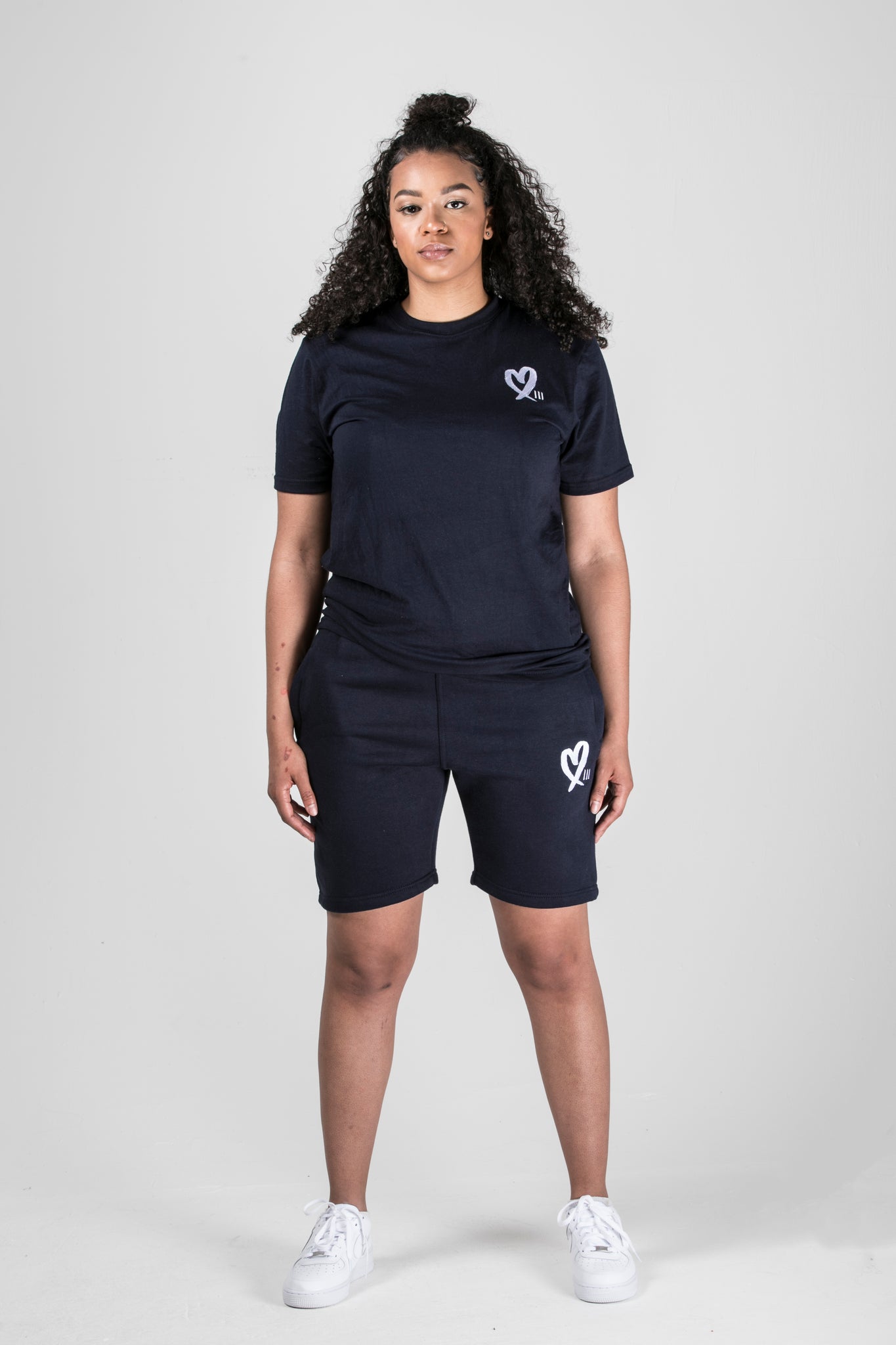 Navy Blue Wild Heart Unisex Short Set